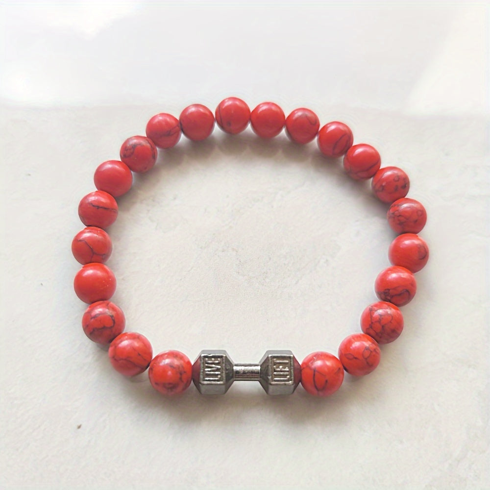 Black Weathered Wristband Adjustable Barcelets For Women Men Beads Bracelet Dumbbell Mens Fashion Yoga Jewelry Original Bangles
