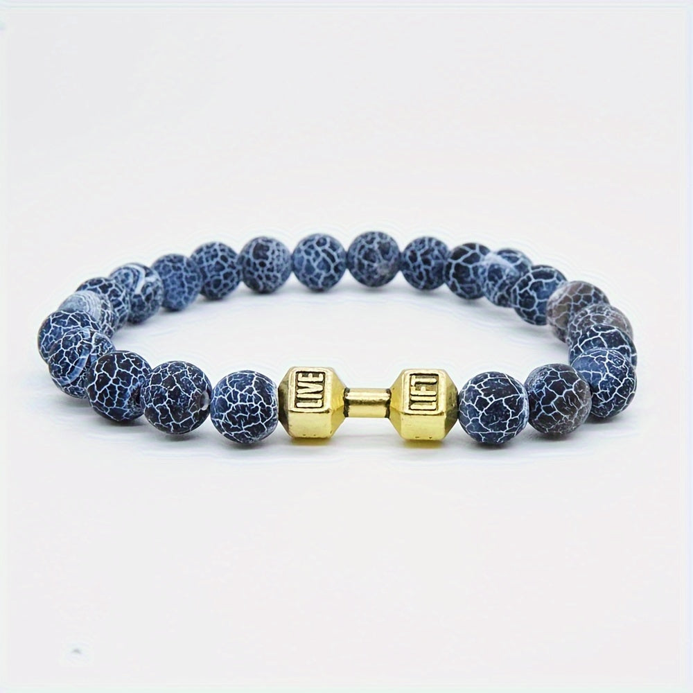 Black Weathered Wristband Adjustable Barcelets For Women Men Beads Bracelet Dumbbell Mens Fashion Yoga Jewelry Original Bangles