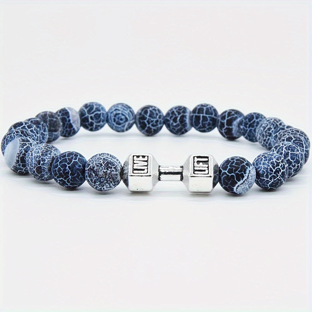 Black Weathered Wristband Adjustable Barcelets For Women Men Beads Bracelet Dumbbell Mens Fashion Yoga Jewelry Original Bangles