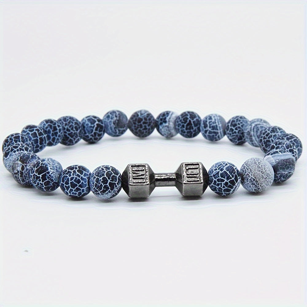 Black Weathered Wristband Adjustable Barcelets For Women Men Beads Bracelet Dumbbell Mens Fashion Yoga Jewelry Original Bangles