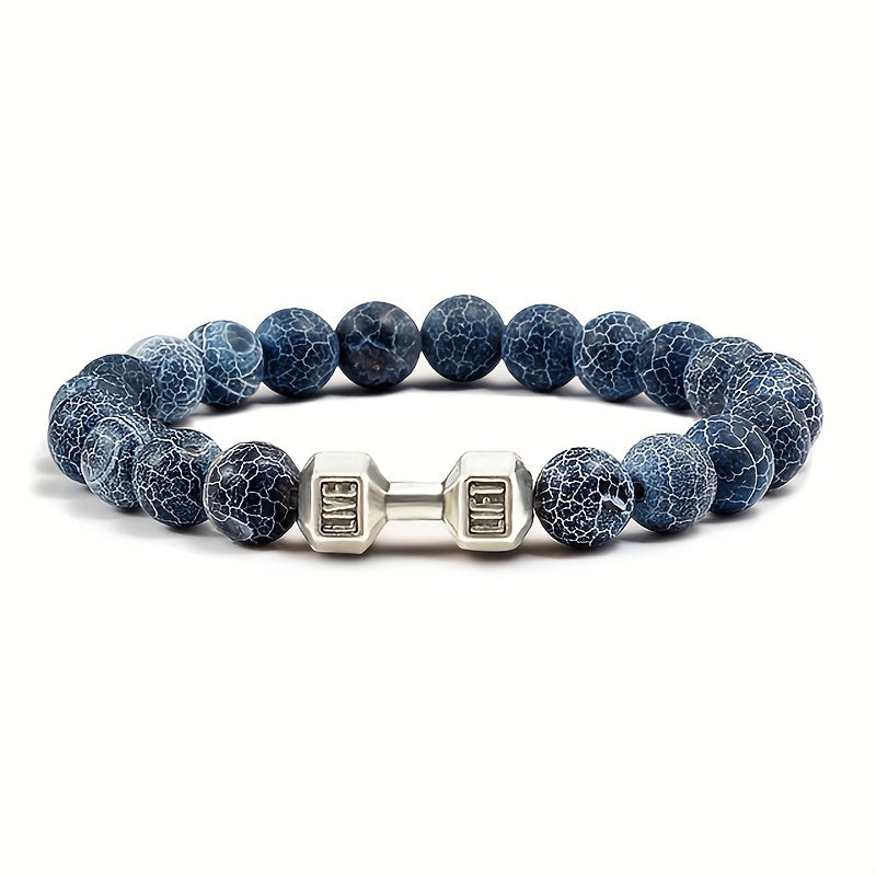 Black Weathered Wristband Adjustable Barcelets For Women Men Beads Bracelet Dumbbell Mens Fashion Yoga Jewelry Original Bangles