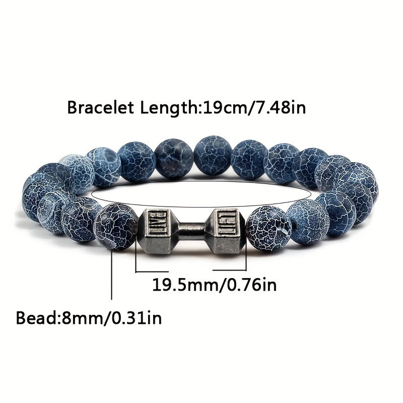 Black Weathered Wristband Adjustable Barcelets For Women Men Beads Bracelet Dumbbell Mens Fashion Yoga Jewelry Original Bangles