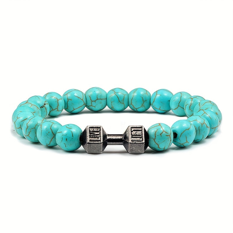 Black Weathered Wristband Adjustable Barcelets For Women Men Beads Bracelet Dumbbell Mens Fashion Yoga Jewelry Original Bangles