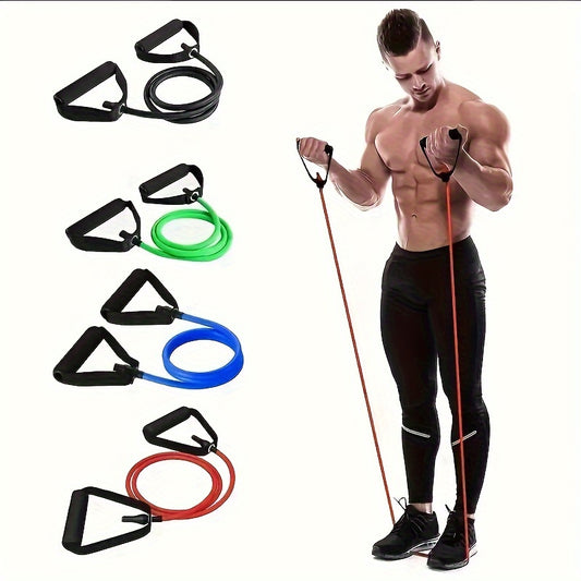 1pc Premium TPE Resistance Band - U-Shaped, Elastic Fitness Rope with Comfort Handles in Red/Green/Black - Ideal for Home Workouts & Strength Training